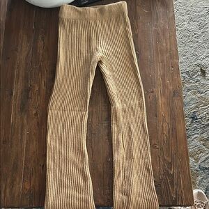 Wild Fable Tan knitted Ribbed flare pants